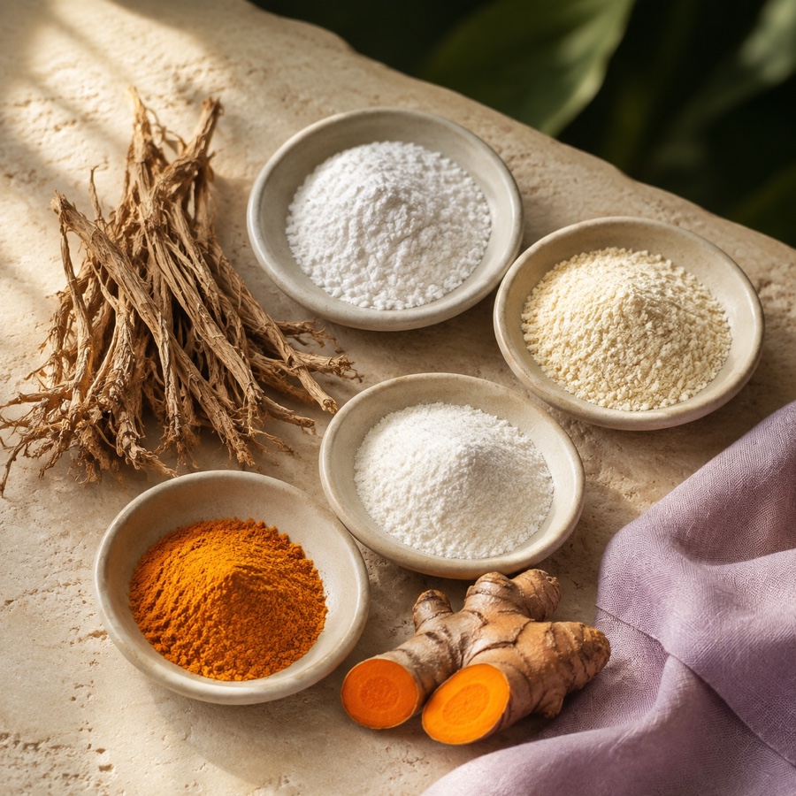 Illustrative composition of botanicals and ingredient powders in CalmZen