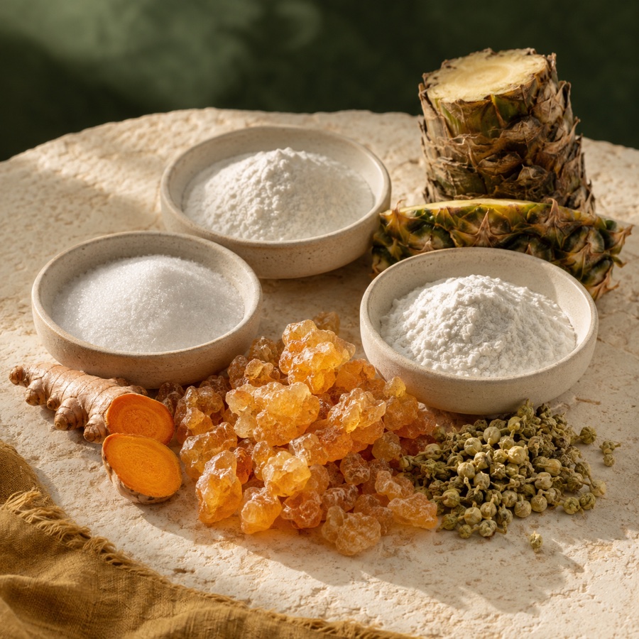 Illustrative composition of botanicals and ingredient powders in MoveZen