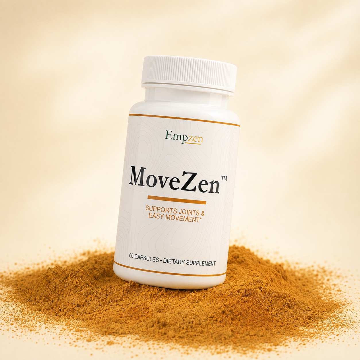 MoveZen bottle in a refined powder composition